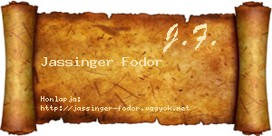 Jassinger Fodor névjegykártya